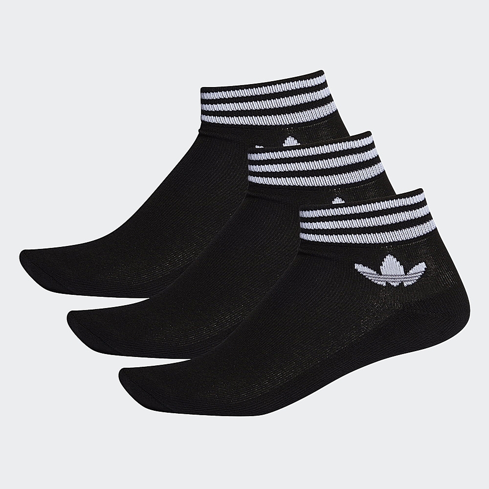 adidas Trefoil Ankle 黑白 條紋 男女款 襪子 短襪 三葉草 3雙入 EE1151