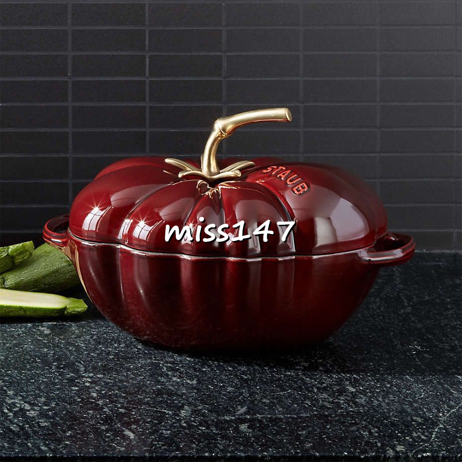 ✨法國 staub  番茄鍋 番茄 造型 25cm 珐琅鍋鑄鐵鍋异型多用燜燒鍋 酒紅色