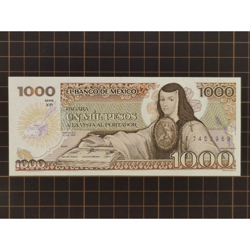【新竹黃生生】墨西哥 紙鈔 1000 披索 1985年《品相 UNC》