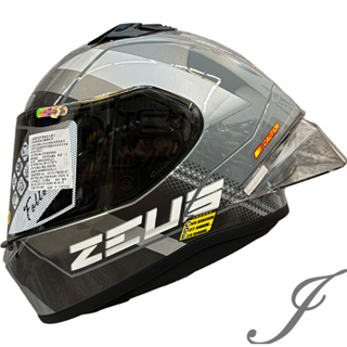 瑞獅 ZEUS 826 BK17 水泥灰黑銀 全罩安全帽 大鴨尾導流雙D釦尾翼