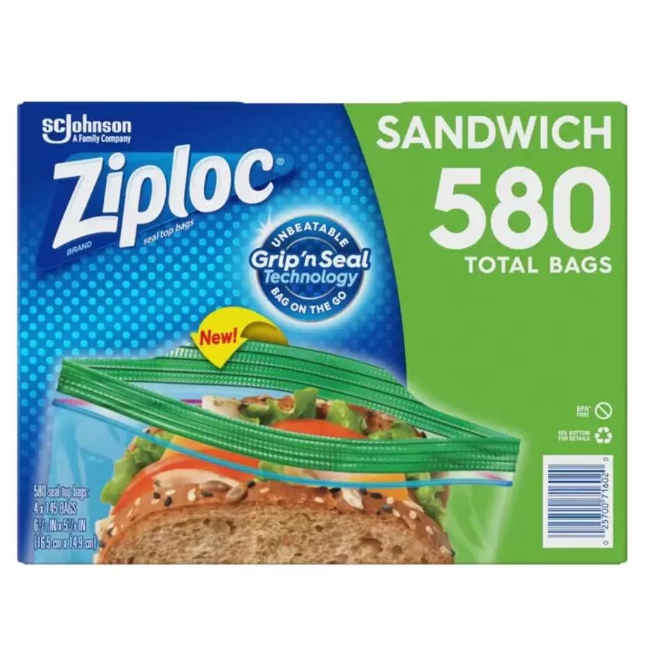 好市多代購-Ziploc 可封式三明治保鮮袋 580入