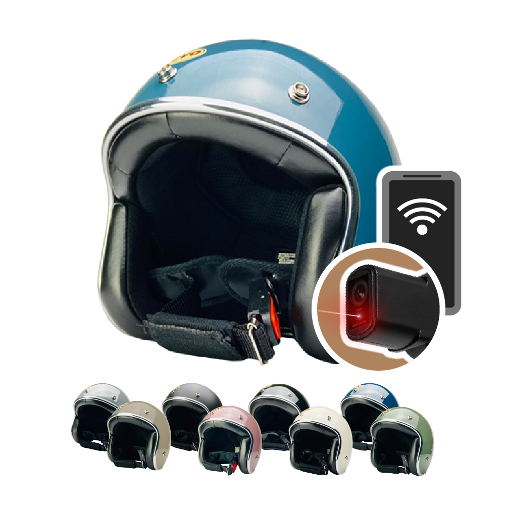 IminiDV X4 EVO 內建式 安全帽 行車記錄器 復古 騎士帽 精裝 銀邊 素色 記錄器 3/4罩安全帽