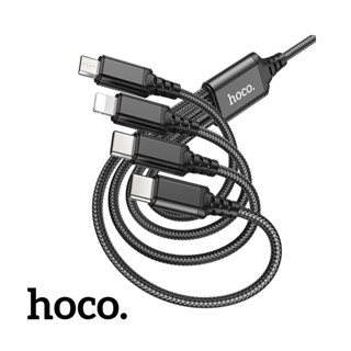 hoco.浩酷 X76 一拖四 勝超充電線 Type-C+Type-C+iP+Micro 1M (黑紅藍) 快充線