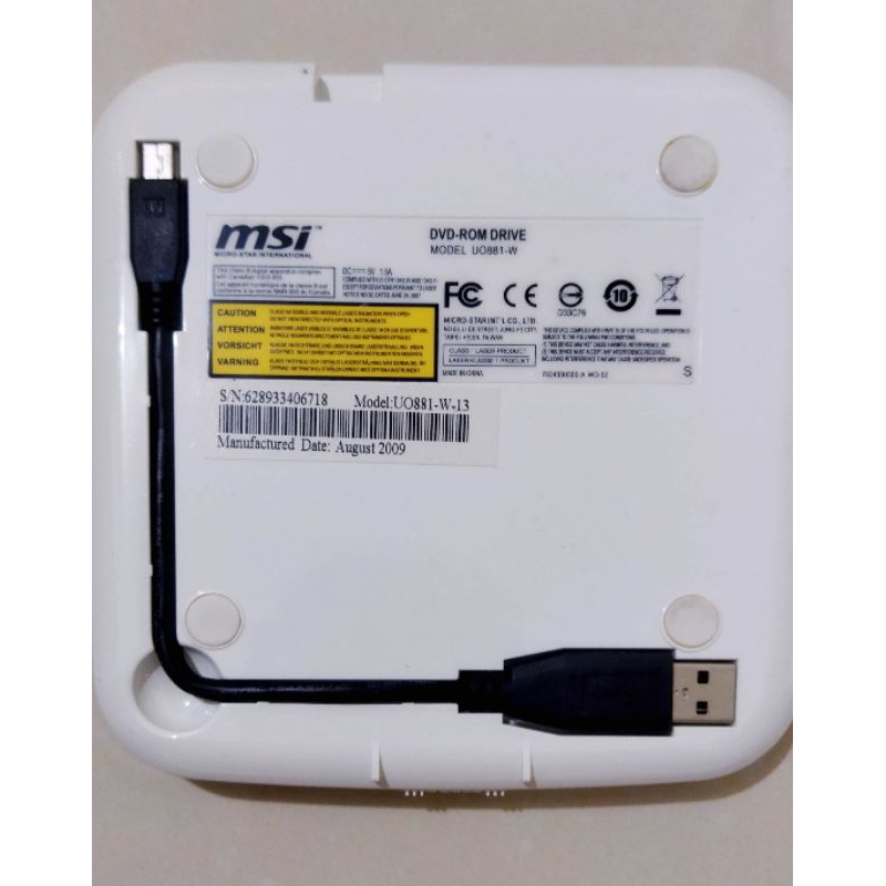 微星msi UO881 USB通用 外接式 超薄DVD光碟機  二手功能完好
