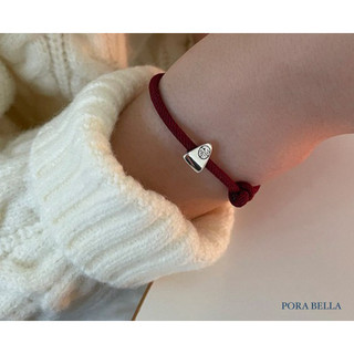 《Porabella》925純銀福字開運紅繩 情侶姊妹手繩 本命年好運 可調節手繩 Bracelets