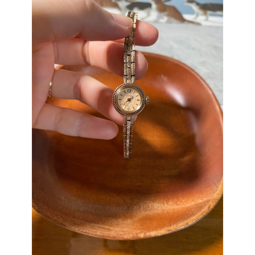 日本 HIROB 專櫃購入 CITIZEN Kii系列 古董錶 復古工藝 玫瑰金 小金錶 星辰錶