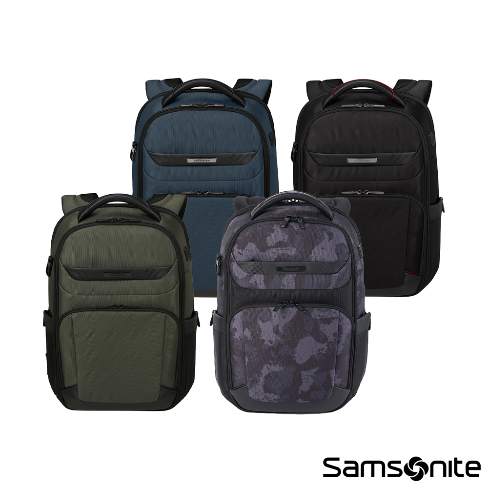 Samsonite新秀麗 筆電後背包/電腦包15.6吋PRO-DLX 6防潑水商務可擴充極輕量防彈尼龍(黑/綠/藍/迷彩