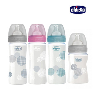 （現貨）Chicco舒適哺乳-防脹氣寬口玻璃奶瓶240ml/150ml（小單孔）3色可選