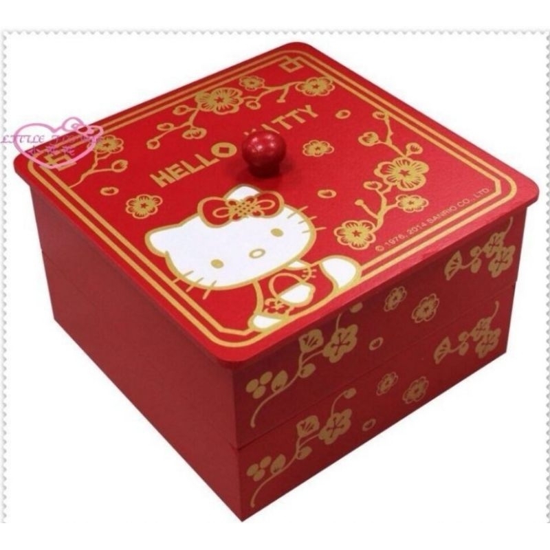 Hello Kitty 糖果盒 雙層糖果 置物盒 收納盒 過年必備 紅色側姿
