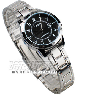CASIO卡西歐 LTP-V004D-1B 原價1365 都會數字錶 指針腕錶 女錶 不銹鋼錶帶 黑色 防水【時間玩家】