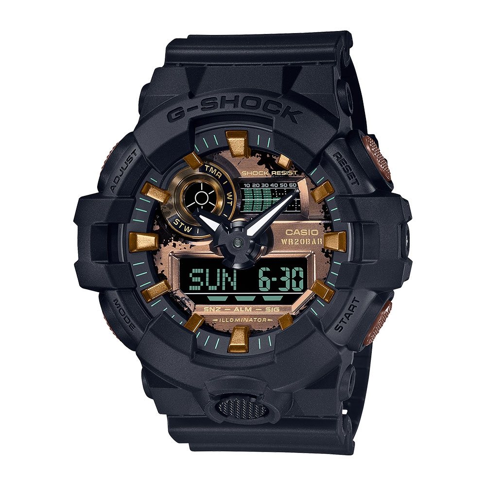 CASIO 卡西歐 G-SHOCK 金屬質感雙顯電子錶 (GA-700RC-1A)