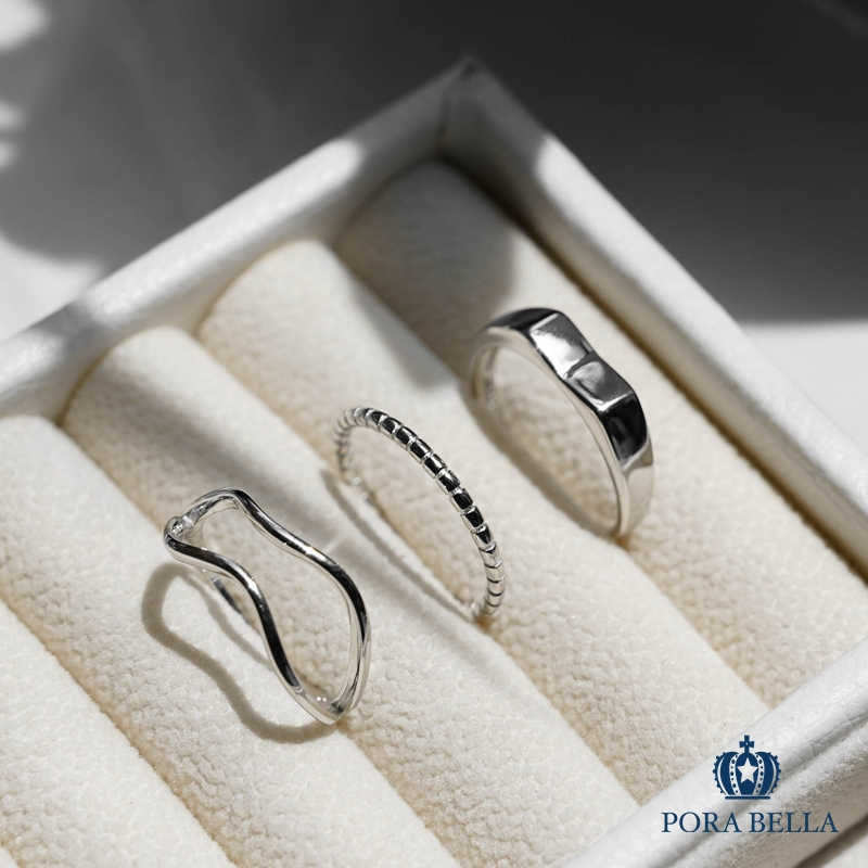 <Porabella>925純銀造型戒指 混搭風氣質線條簡約開口戒指 可調節式戒指 RINGS