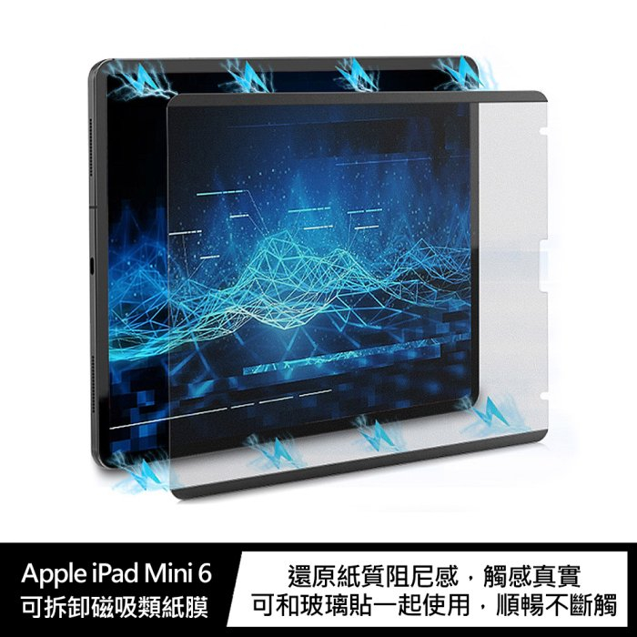 AOYi Apple iPad Mini 6 可拆卸磁吸類紙膜 可水洗的保護膜