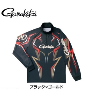◎百有釣具◎Gamakatsu GM-3540 2WAY 印花拉鍊襯衫（長袖）黑色L / LL ~主體採用吸汗速乾材料製