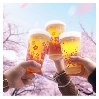 超美的樂天韓國限量變色櫻花啤酒對杯