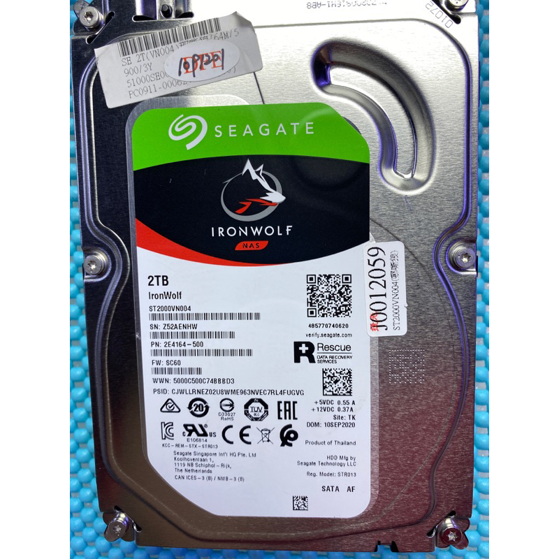 含稅價 Seagate 3.5吋硬碟 2TB SATA3 64M 5.9K  ST2000VN004 原廠保固內