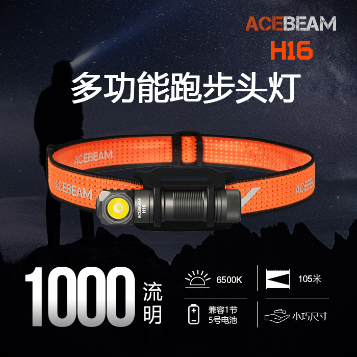 【電筒發燒友】ACEBEAM H16 多功能頭燈 1000流明 廣角泛光 CRI90高顯色 Type-C充電 AA電池