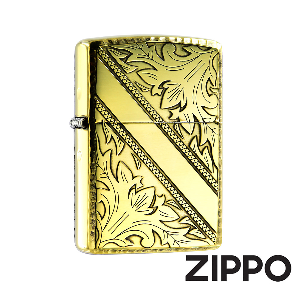 ZIPPO 切角藤蔓花紋(仿古銅)防風打火機 日本設計 官方正版 現貨 限量 禮物 送禮 終身保固 ZA-3-8A