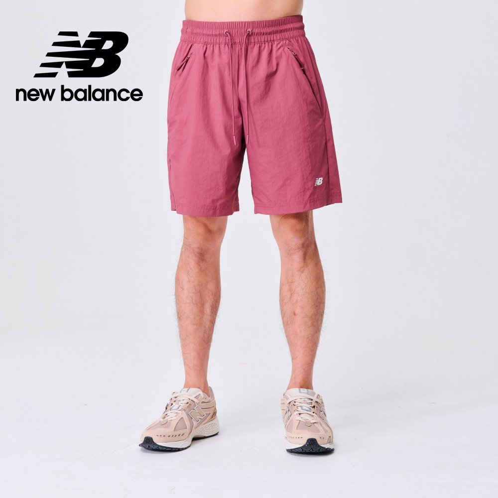 【New Balance】 NB 褲頭鬆緊抽繩短褲_男性_酒紅色_AMS31532WAD