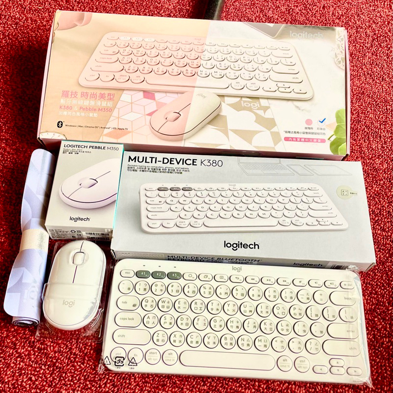 羅技 Logitech 時尚美型藍牙鍵鼠禮盒 K380 多工藍牙鍵盤 + Pebble M350 鵝卵石無線滑鼠 珍珠白