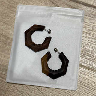 木頭 木紋 環型耳環