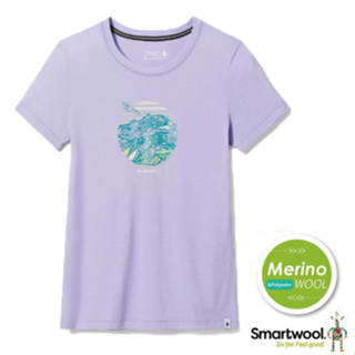 【美國 SmartWool】女款 美麗諾羊毛控溫圓領塗鴉短袖T恤/吸濕透氣休閒運動上衣_紫色_SW016892