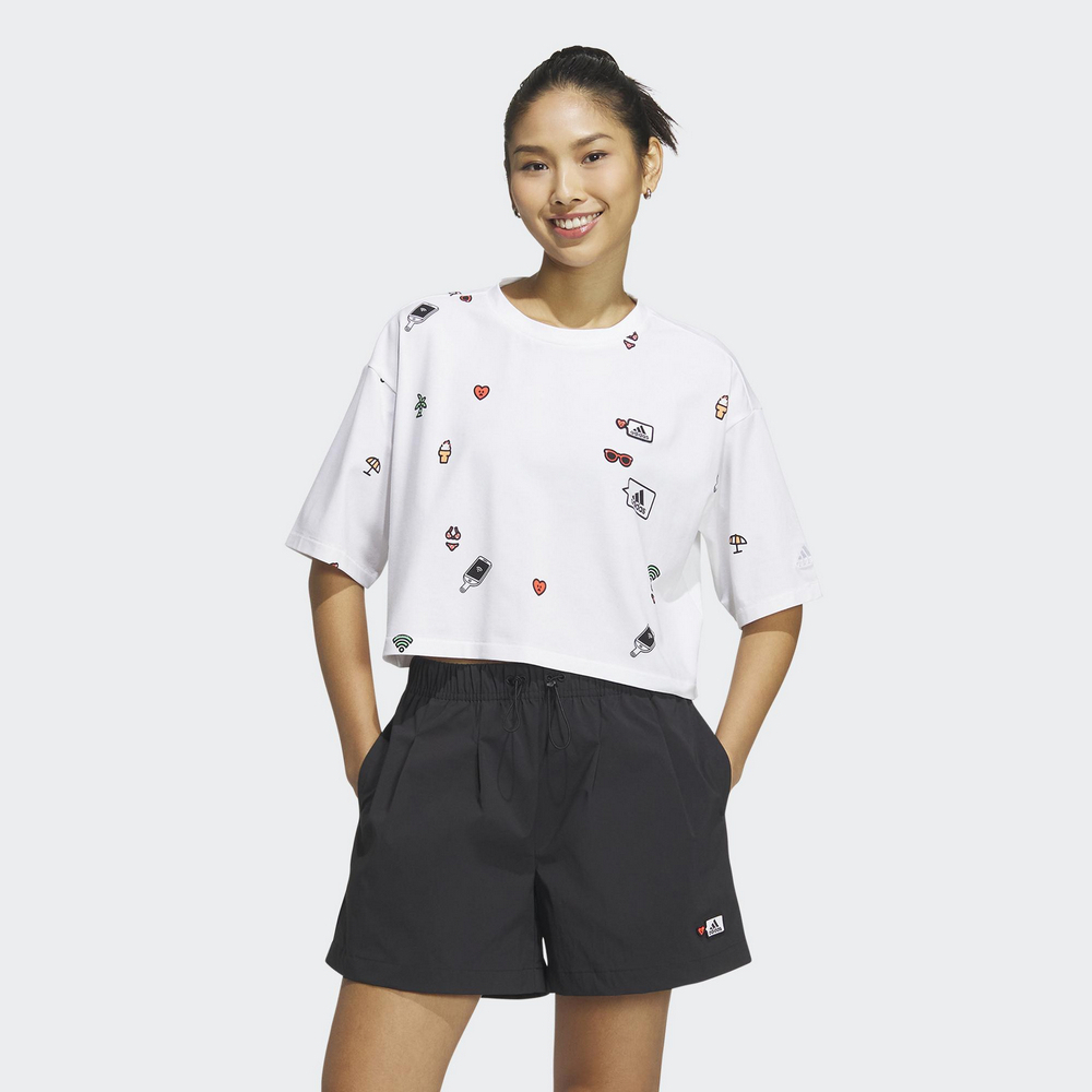 ADIDAS 短袖上衣 GFX AOP TEE 女 HY2829 白色