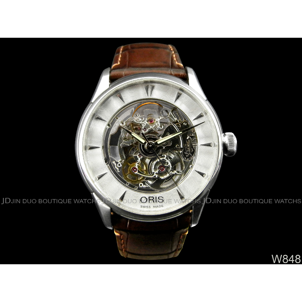 金鐸精品~W848 ORIS 豪利時 Artelier藝術家系列鏤空40mm自動上鍊男用腕錶