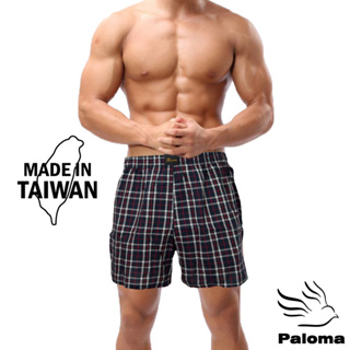 【Paloma】台灣製格紋平織平口褲-紅黑 男內褲 四角褲 內褲