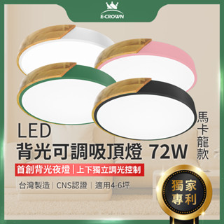 (聊聊享優惠)｜eCROWN LED吸頂燈 馬卡龍《臺灣專利》智慧遙控調光燈 客廳燈 房間燈 臥室燈 燈具 沐月燈飾