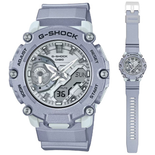 【CASIO 卡西歐】G-SHOCK 科幻未來 金屬銀 圓形雙顯錶(GA-2200FF-8A 防水200米)