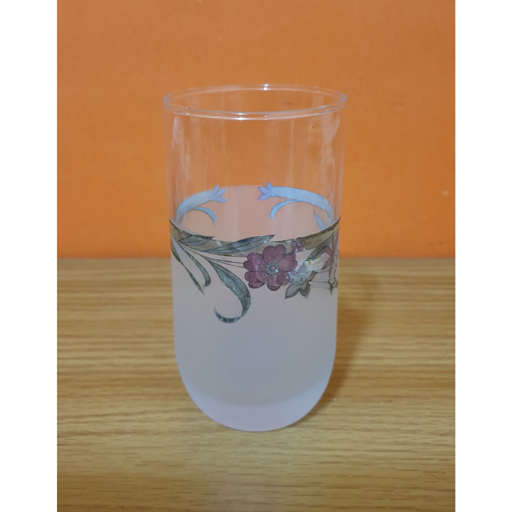 玻璃杯 早期 收藏 噴砂霧面 花卉玻璃杯 容量220ml