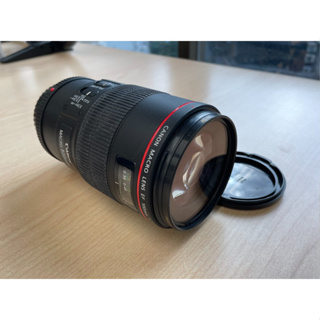 [二手8成新］Canon EF 100mm F2.8 L Macro IS USM 保護鏡＋遮光罩
