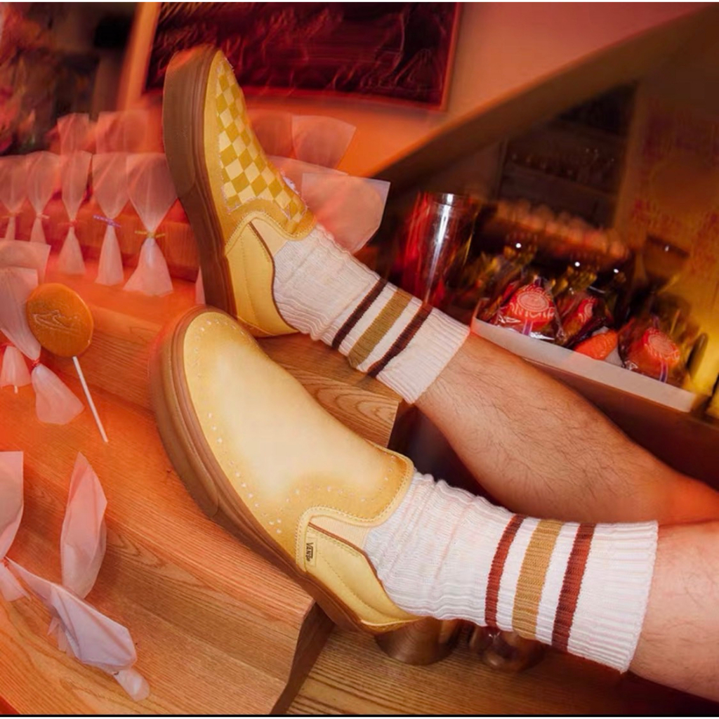 [unclev1966] Vans Knu Slip-on Korea 美食 棋盤格 焦糖 仿舊 懶人 麵包鞋 滑板鞋