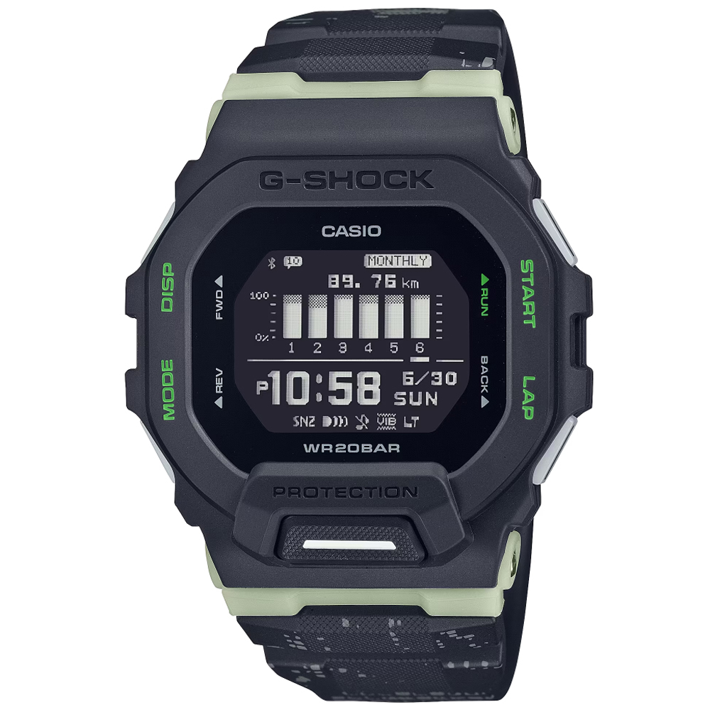 【聊聊甜甜價】CASIO G-SHOCK 藍牙連線 夜光迷彩電子腕錶 GBD-200LM-1