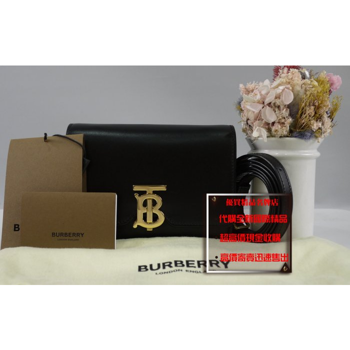 優買二手精品名牌店 BURBERRY 金釦 TB 黑色 BOX MINI 迷你 肩背包 斜背包 手拿包 相機包 超新美品