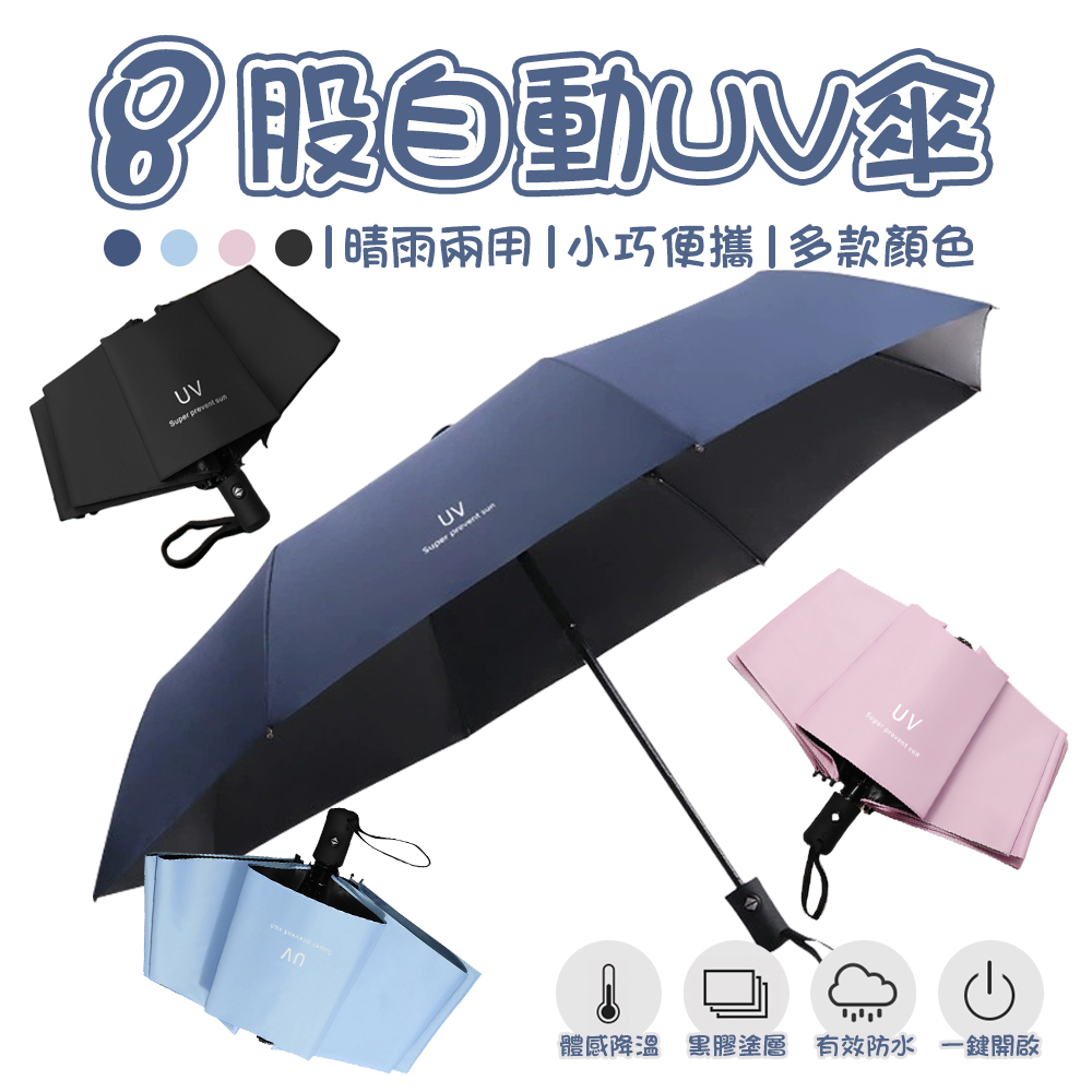8股自動UV傘 雨傘 晴雨傘 全自動傘 一鍵開收雨傘 抗風 加大 雙人折疊晴雨傘 廣告傘 傘