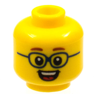 LEGO 樂高 黃色 人偶頭 人偶 臉 戴眼鏡 微笑 3626cpb2149