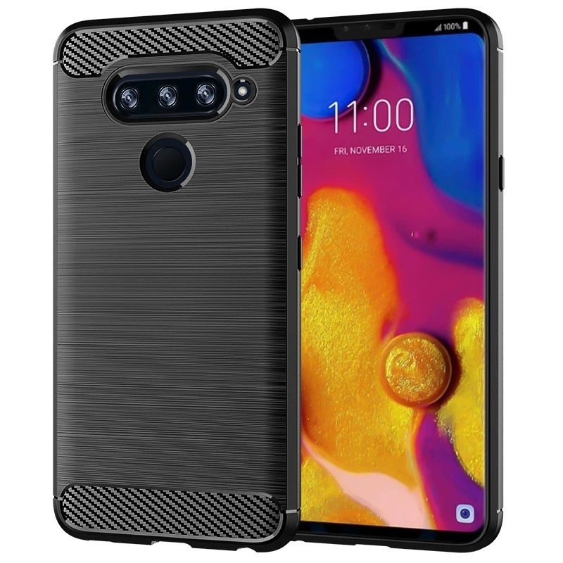 台灣本地倉庫現貨 LG V40 THINQ 樂金 碳纖維拉絲手機殼 防摔殼 保護殼 情侶殼 軟殼 拉絲殼