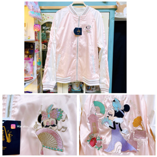 🉑️刷卡-絕版品🇯🇵上海迪士尼樂園限定 Disney 復古 米老鼠 米妮 刺繡 粉色 棒球外套［魔樂町JP日貨🎪］