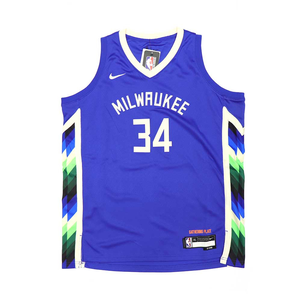 NBA City Edition 青少年球衣 Antetokounmpo 公鹿隊 WZ2B7BU8P-BCKGA 藍色
