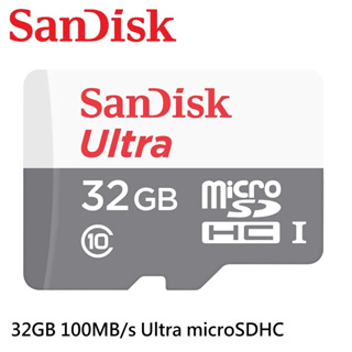 SanDisk 32GB 100MB/s Ultra microSDHC UHS-I 記憶卡 總代理增你強公司貨