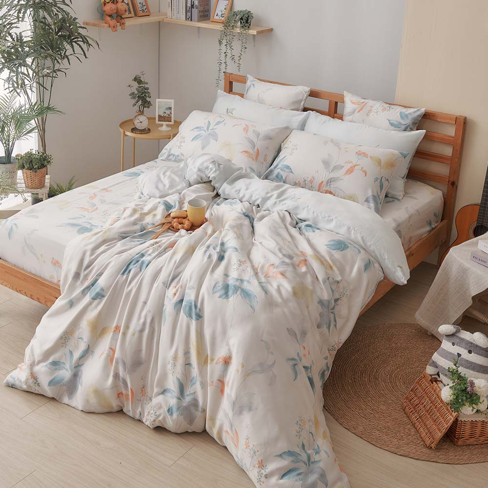 戀家小舖 台灣製床包 雙人床包 兩用被套 床單 夢幻之境 100%天絲 床包兩用被套組 40支天絲 含枕套