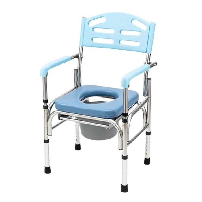 【海夫健康生活館】行健 不鏽鋼 扶手可掀 可調 塑背 便盆椅 洗澡椅(S-E35)