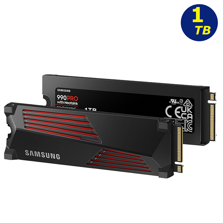SAMSUNG 990 PRO 1TB MZ-V9P1T0CW M.2 PCIe 4.0 NVMe SSD 含散熱片