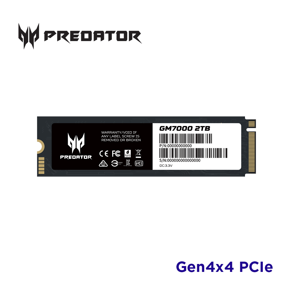 Acer Predator GM7000  M.2 2280 PCIe Gen4x4SSD固態硬碟(附散熱片)