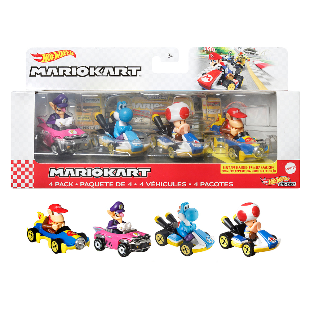 Mattel 風火輪Mario Kart4部車(L箱號) 瑪利歐 Hot Wheels 風火輪 1:64 小汽車 合金車