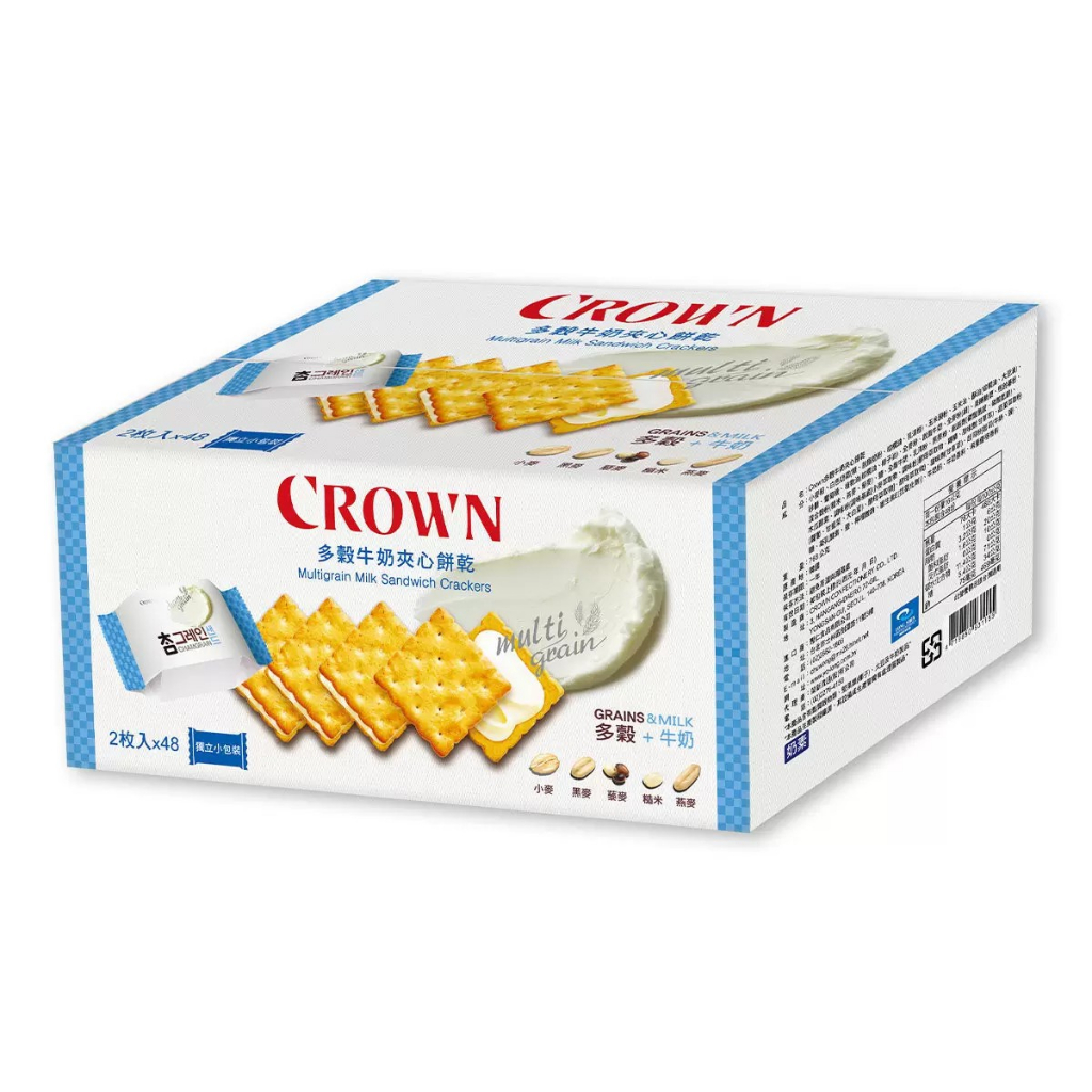 好市多代購-Crown 多穀牛奶夾心餅乾 16公克