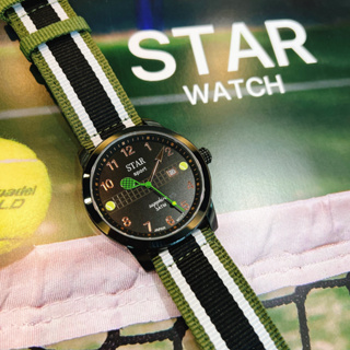 STAR時代錶 ST-002B 限量網球撞色運動時尚潮流腕錶 綠X白X 黑 42mm