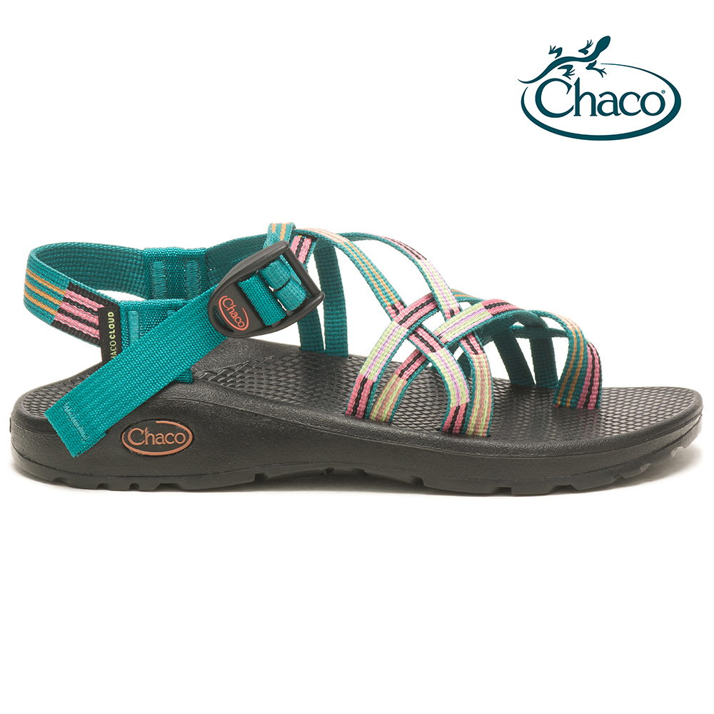 Chaco 女 Z/CLOUD X2 越野舒壓運動涼鞋 雙織夾腳款 / 青綠線條 / CH-ZLW04HJ06
